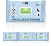 Animal House Lingettes parfumées, 35 unités : Lingettes humides hydratantes, pour Le Nettoyage Quotidien des Chiens et des Chats (35, Aloès et chlorhexidine) (Lot de 4)