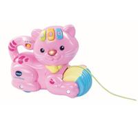 VTech - 1,2,3 P'tit Chat Rose, Jouet à Tirer, Chaton Interactif à Promener, Jeu de Motricité et d'Éveil Musical, Jouet Éducatif, Cadeau Enfant Dès 1 an - Contenu en Français