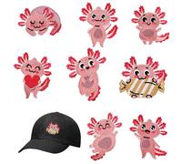 Animal ironique sur patch pour vêtements - 8 pièces ensemble brodé axolotl, autocollants en tissu décoratif, applications de réparation de bricolage, textiles colorés | Embellissement personnel
