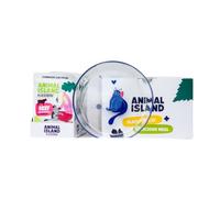 Animal Island Coffret avec Assiette en Verre Aliment Humide Complet pour Chat Bœuf Effiloché en Bouillon Filets Sachet pour Chats Adultes Toutes Races, 12 x 85g Couleur de l'Assiette Aléatoire