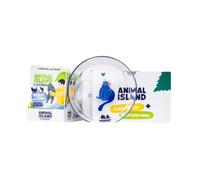 Animal Island Coffret avec Assiette en Verre Aliment Humide Complet pour Chat Dinde avec Thon en Bouillon Canneberge Inuline Filets Sachet pour Chats Adultes, 12 x 85g Couleur de l'Assiette Aléatoire