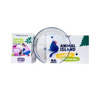 Animal Island Coffret avec Assiette en Verre Aliment Humide Complet pour Chat Veau avec Poulet en Gelée de Bouillon Filets Sachet pour Chats Adultes, 12 x 85g Couleur de l'Assiette Aléatoire