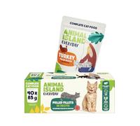 Animal Island Everyday Aliment Humide pour Chat à la Dinde Effilochée en Bouillon Savoureux Aliment Complet en Sachets pour Chats Adultes, 40 x 85g