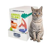 Animal Island Everyday Alimentation Humide pour Chats Adultes Effilochés de Dinde en Bouillon Aromatique Aliment Complet en Sachet pour Toutes Races, 12 x 85g