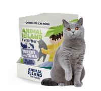 Animal Island Nourriture Humide Chat Adulte Dinde Thon en Bouillon de Bœuf sans Céréales Riche en Taurine Oméga 3 Filets en Sauce Aliment Complet Multipack Sachets, 12 x 85g