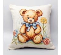Animal Kit Crochet Peluche Ours Et Fleurs Kits De Crochet À Nouer Diy,Coussin,Broderie,Décoration D'Intérieur,Kit De Couture Pour Adultes Débutants 17x17in