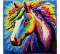 animal Kit de crochet de loquet,Cheval de couleur,Kit de housse de coussin avec crochet à loquet Crochet pour Enfants Adultes Débutants,43x43cm