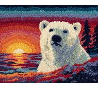 Animal Kit Tufting Complet Ours Polaire De Dessin Animé Ensemble De Tapis À Faire Soi-Même Avec Toile Imprimée,Fil À Crochet，Broderie,Loquet，Tapisserie Pour La Décoration De La Maison 35x46in