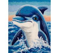 Animal Kit Tufting Complet Vagues Et Dauphins Kit De Crochet À Faire Soi-Même，Ensemble De Broderie，Fabrication De Tapis，Kits De Toile，Travaux D'Aiguille，Artisanat Pour La Décoration Int 33x45in