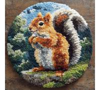 Animal Kits De Fabrication De Tapis Écureuil De Dessin Animé Kits De Crochet À Faire Soi-Même，Travaux D'Aiguille Pour La Décoration Intérieure，Kit De Crochets À Loquet Pour Débutants，Ad 50x50cm