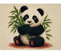 animal Latch Hook Rug Kits for Adults Beginners,Panda mangeant du bambou,DIY with Printed Canvas Crochet Yarn Handmade Embroidery Crafts Crochet for Home Decoration,55x75cm