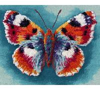 animal Latch Hook Rug Kits for Adults Kids Beginners,Un beau papillon,Printed Crochet Non-Slip Mat,Rug Crochet Yarn Kit for Home Sofa Decoration,80x115cm