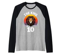 Animal Lion The King is 10 Year Old Funny Manche Raglan