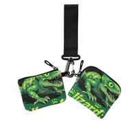 Animal Lizard Lot de 2 porte-monnaie pour femme avec fermeture éclair amovible et sangle de poignet Vert