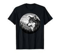 Animal Loup Qui pleure sur la Lune dans la forêt Loup T-Shirt Graphique avec Valeur