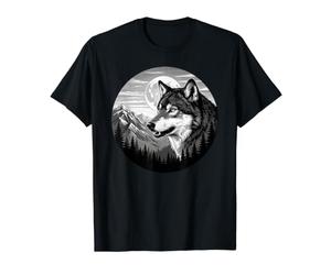 Animal Loup Qui pleure sur la Lune dans la forêt Loup T-Shirt Graphique avec Valeur