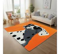 Animal Mignon Dalmatien Tapis Antidérapant 150x210cm, Poil Ras Moderne Chien Orange Avec Lunettes de Soleil Tapis Salon Descente de Llit Adulte Carpet de Sol pour Chambre à Coucher, Salle a Manger