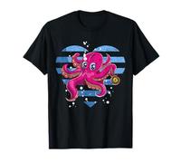 Animal Mignon Pirate Océan Cadeau Enfants Coeur Poulpe T-Shirt