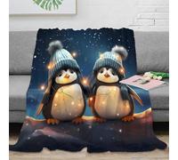 Animal Mignon Plaid 3D Imprimé Pingouin Microfibre Décoration Maison Couverture Jetée Pingouin Adultes Adolescents Salon Lit 80×90(200x230cm)