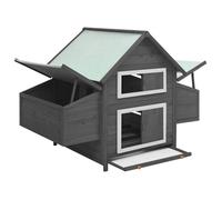ANIMAL® Moderne Poulailler Gris et blanc 150x96x110 cm - Cage d'extérieur - Bois de sa- Cage d'extérieur - Pin massif