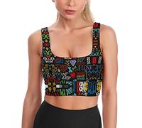 Animal Nouveauté J'aime Mon Chien Soutien-Gorge De Sport pour Femmes Débardeurs De Yoga Imprimé Rembourré Récolte