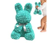 Animal Objet Fleur Lapin Cadeau Lapin Lapin - 11 Pouces Romantique Fleur Artificielle Bunny, Cadeau de Saint-Valentin pour Elle - Fleurs Conservées pour Anniversaire Anniversaire Saint Valentin Cadeau