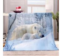 Animal Ours Polaire Couverture Plaid Blanc Plaid Polaire, Couverture et Plaid Canapé Grande Taille en Flanelle Douce et Chaude, Confortable pour Enfants et Adultes 200x220 cm