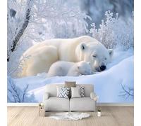 Animal Ours Polaire Papier peint intissé Blanc Décoration Murale Poster Tableaux Muraux Tapisserie Photo Effet 3D 200x140 cm