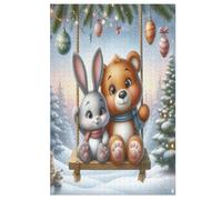 Animal Ours Puzzles 1000 Pièces Adultes, Puzzle en Bois Jeux D'adresse pour Toute La Famille,Jeu De Team Building,Cadeau pour Les Amis Ou Les Amants, (78×53cm)