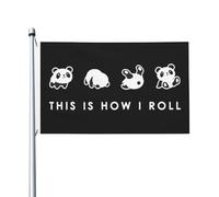 Animal Panda, C'Est Comme Ça Que Je Roule Drapeau Décoratif Drapeau De Jardin Solide Bannière Pour Mur Balcon Cour 90X150Cm