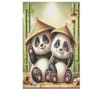 Animal Panda Puzzles 1000 Pièces Adultes, Puzzle en Bois Jeux D'adresse pour Toute La Famille,Jeu De Team Building,Cadeau pour Les Amis Ou Les Amants, (78×53cm)
