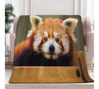 Animal Panda Roux Couverture Polaire 220x240 cm Brun Foncé Couverture Flanelle Imprimée 3D, Plaid Polaire Moelleuse, Couvertures lit Chaude Épais Jeté de Canapé, Plaid Bébé