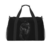 Animal Panther Sac de voyage à main Imprimé effets personnels Sac de sport et de fitness Voyage longue distance, Noir , Taille unique