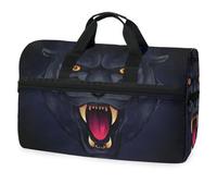 Animal Panther - Sac de voyage noir pour hommes, femmes, garçons, filles, adolescents, sac de sport surdimensionné avec compartiment à chaussures pour la nuit, le week-end, le yoga, l'entraînement, le