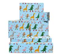 Animal Papier Cadeau - 6 Feuilles Papier Cadeau For Enfants Garçons Filles - Anniversaire Party Bday Celebration - Cartoon Monkey Giraffe Crocodile Zebra Flamingo On Roller Skates