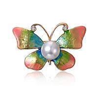 Animal Pearl Brooch Women Rhinestone Large Butterfly Jewelry Colorful Insect pins Vintage s Made in China
