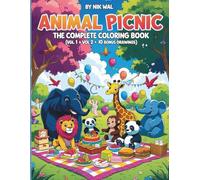 Animal Picnic - The Complete Coloring Book - Vol 1+ Vol 2+ 10 Bonus Drawings: Welcome to the ultimate animal picnic celebration! The Complete Edition ... 50 coloring pages for kids ages 4-8 years !