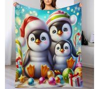 Animal Pingouin, Couverture De Lit Et Canapé Doux Flannel, Couvertures De Décoration Intérieure Chaude Et Légère, 130×180cm