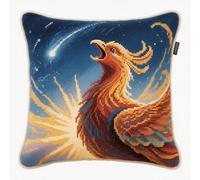 animal Point De Croix Kit Complet Coussin de Broderie,Magnifique oiseau Phénix,Manuelle Broderie Kit Adulte Art Creatif Cadeau DIY Cross Stitch Embroidery,18x18in