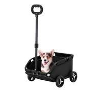 Animal Push Poussette portable, pour chaton, à quatre roues, pliable, avec roulement à fermeture éclair, cadre de console, boîtier de sécurité respirant, pour chiens, chats, équitation, chemin de