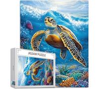 Animal Puzzle 6000 Pièces Adultes, 5D DIY Puzzle Tortue de mer Couleur Puzzles, Jigsaw Jeu éducatif Effrayant, Ddifficile pour Adultes avec Emballage Cadeau for Decoration Chambre Murale, Model633