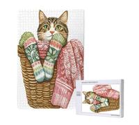 Animal Puzzle Chat 500 Pièces Adultes, DIY Puzzles Classiques Art avec Boîte d'emballage et Photos de Référence, Relaxation/Soulagement du Stress/Jeux Amusants, Creatif Cadeau pour Femme M-1875