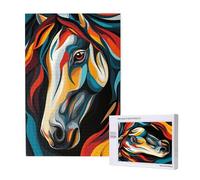 Animal Puzzle Cheval 500 Pièces Adultes, DIY Puzzles Classiques Art avec Boîte d'emballage et Photos de Référence, Relaxation/Soulagement du Stress/Jeux Amusants, Creatif Cadeau pour Femme M-1700