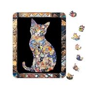 Animal Puzzles, Wooden Cat Puzzle Toy, Irregular Cat Pattern Wooden Puzzle, Interactive Educational Toys Funny Puzzles Cats Board Games for Kids Adults Game