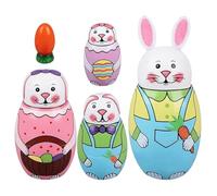 Animal Russian Nesting Dolls, Russian Nesting Toys, 5 pieces Wood Rabbit Table Decoration for Kids Teens Adults Collectors Educators Art Lovers Students Tourists Birthday Holiday Office Playroom