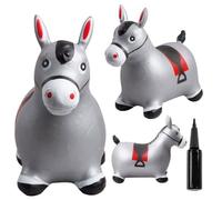 Animal sauteur gonflable - Jouet à sauter - Cheval d'argent - de 12 mois - caoutchouc de haute qualité - pompe incluse