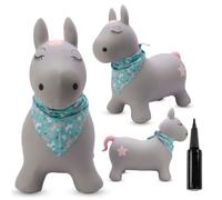 Animal sauteur gonflable - Jouet à sauter - Cheval gris - de 12 mois - caoutchouc de haute qualité - pompe incluse