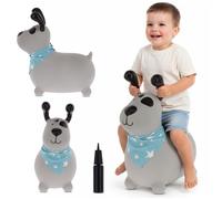 Animal sauteur gonflable - Jouet à sauter - Chien gris - de 12 mois - caoutchouc de haute qualité - pompe incluse