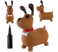 Animal sauteur gonflable, jouet enfant 1 an pour l'intérieur et l'extérieur, pompe manuelle incluse (Chien marron)