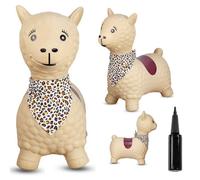 Animal sauteur gonflable, jouet enfant 1 an pour l'intérieur et l'extérieur, pompe manuelle incluse (Lama beige)